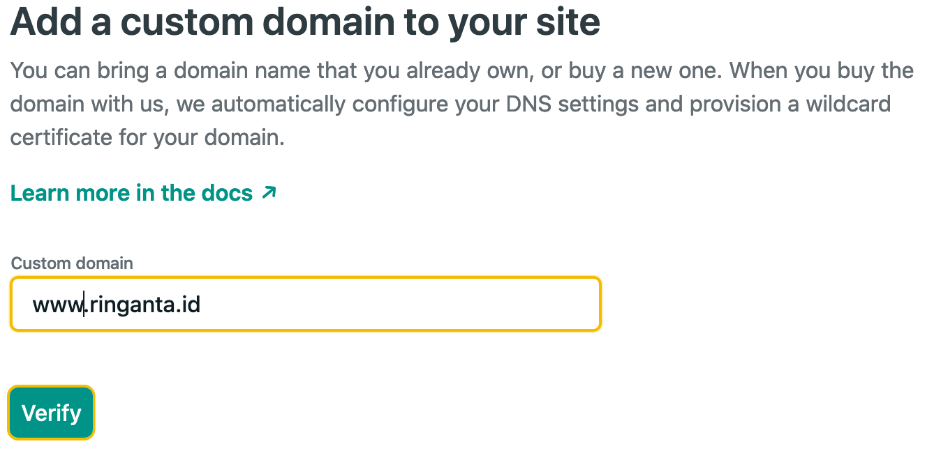 Pengecekan domain khusus Netlify